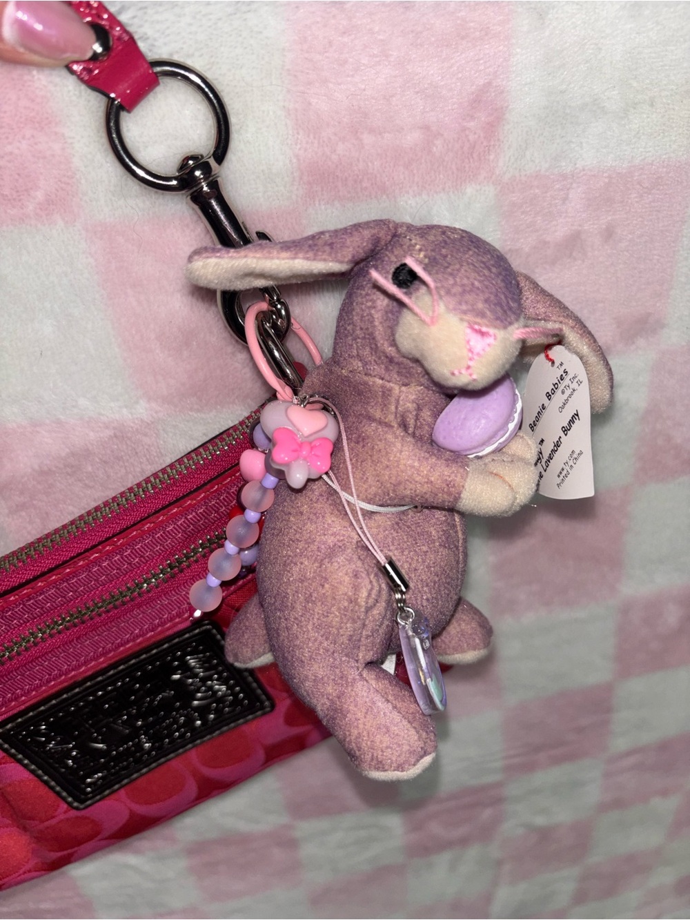 Vintage Beanie Baby Lavender Bunny Keychain Plush Charm Y2K Cute kawaii ballet